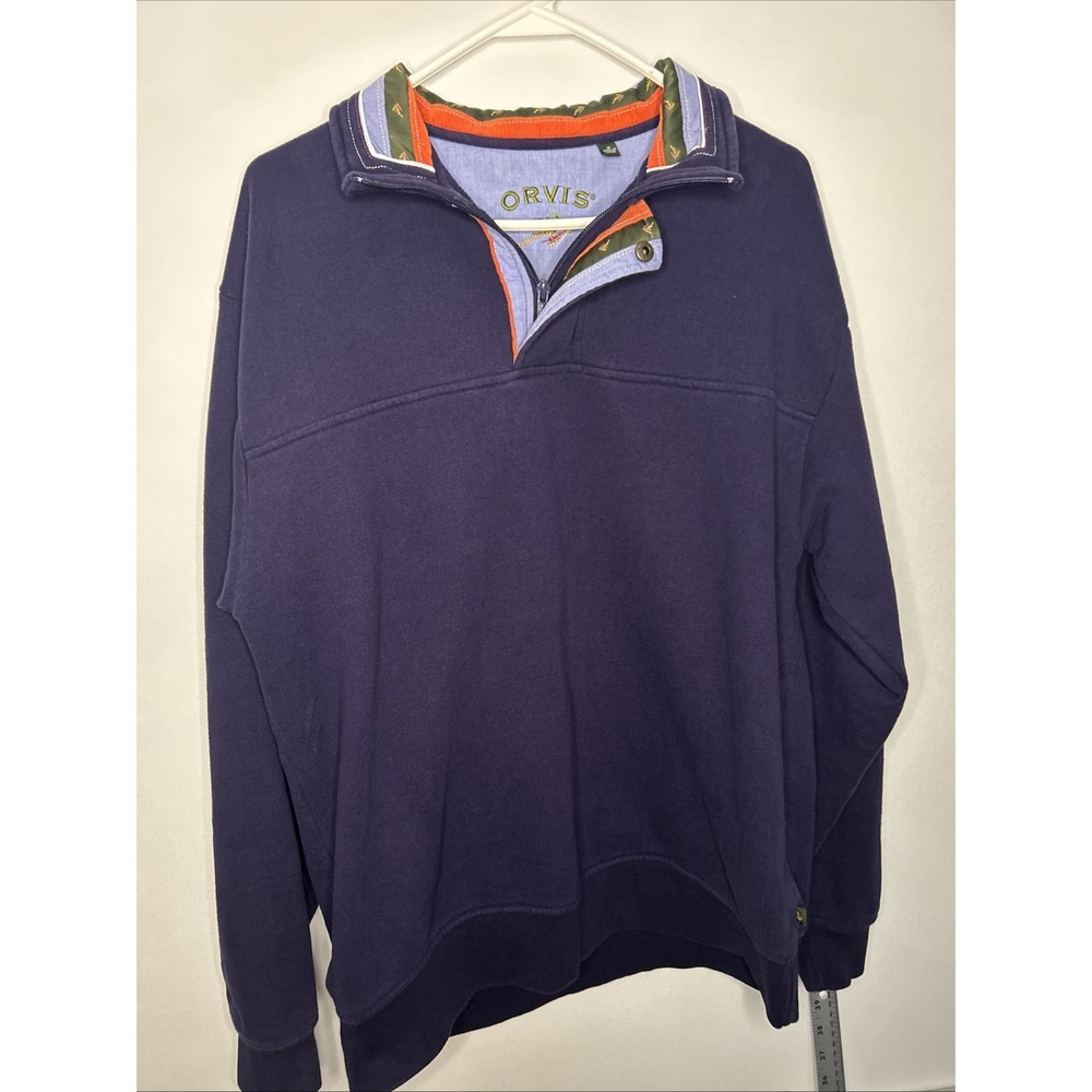 Orvis Sweatshirt Mens Medium 1/4 Zip Pullover Navy